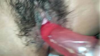 Asian wet hairy pussy masturbate with dildo