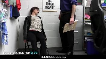 Thief Teen Faints and Pervert Security Guard Takes Advantage of Her - Teenrobbers.com - Angeline Red