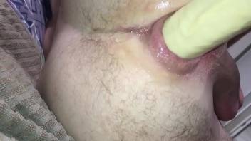 Anus suction cup and dildo anal fuck